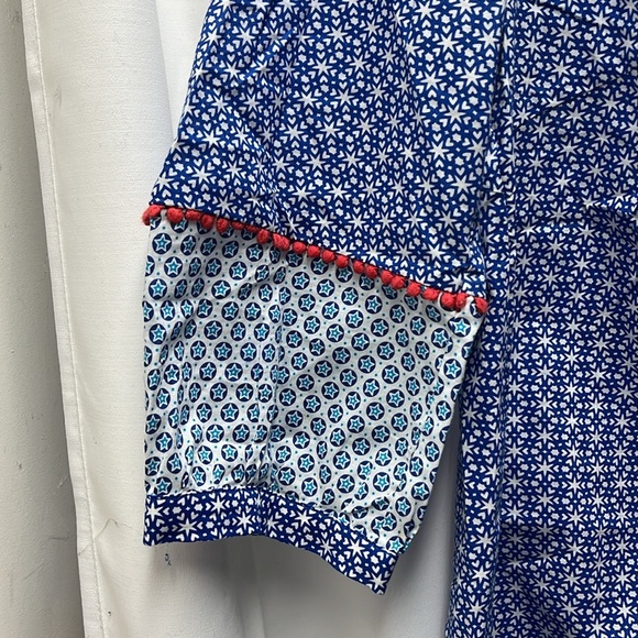 Boden Blue Coral Star Print 3/4 Sleeve Peasant Blouse- 6 - Picture 4 of 6